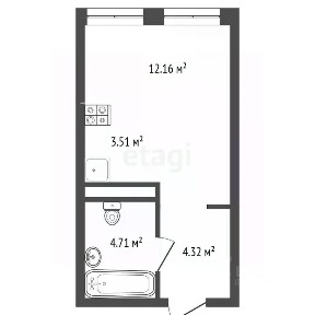 Продается студия, 24,7 м²