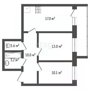 Продается 2-комн. квартира, 55,1 м²