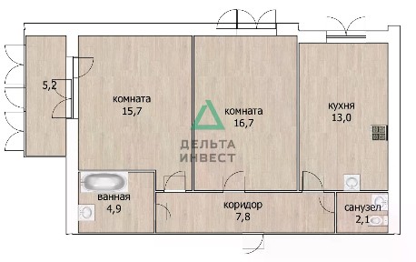 Продается 2-комн. квартира, 60,2 м²