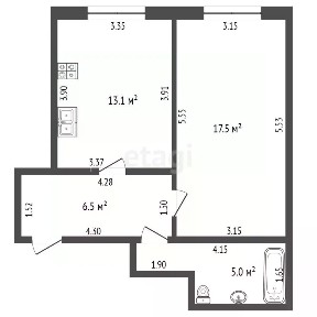 Продается 1-комн. квартира, 42,1 м²