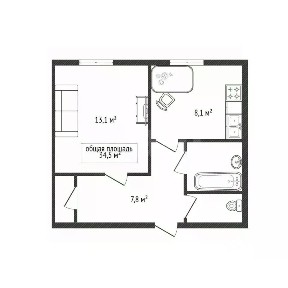 Продается 1-комн. квартира, 34,5 м²
