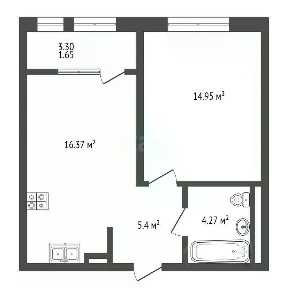 Продается 1-комн. квартира, 42,64 м²