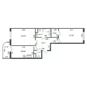 Продается 2-комн. квартира, 57,8 м²