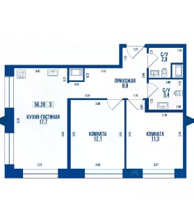 Продается 2-комн. квартира, 56,2 м²