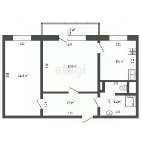 Продается 2-комн. квартира, 56,8 м²