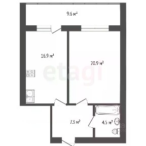 Продается 1-комн. квартира, 49,9 м²