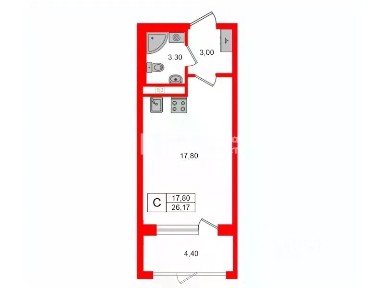 Продается студия, 26,17 м²