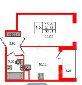 Сдается 1-комн. квартира, 33,01 м²
