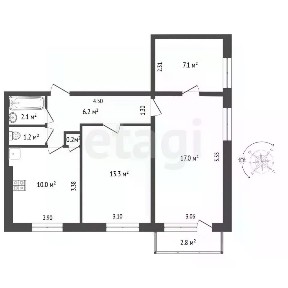Продается 3-комн. квартира, 57,1 м²
