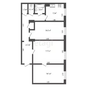 Продается 3-комн. квартира, 72,5 м²