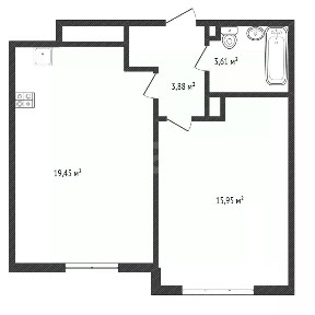 Продается 1-комн. квартира, 42,9 м²