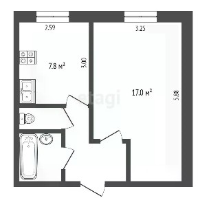 Продается 1-комн. квартира, 33,4 м²