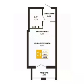 Продается 1-комн. квартира, 32,2 м²