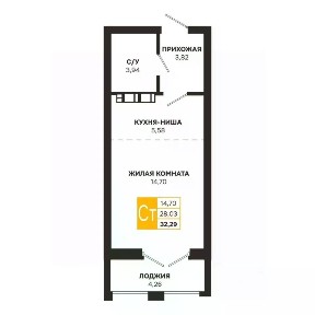 Продается 1-комн. квартира, 32,3 м²
