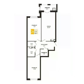 Продается 2-комн. квартира, 78,7 м²