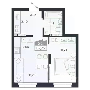 Продается 2-комн. квартира, 37,75 м²