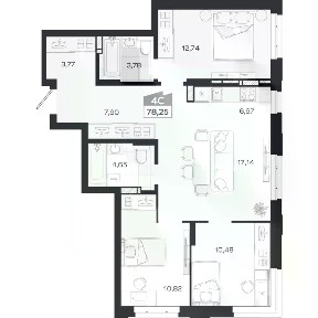 Продается 4-комн. квартира, 78,25 м²