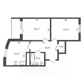 Продается 2-комн. квартира, 69,3 м²