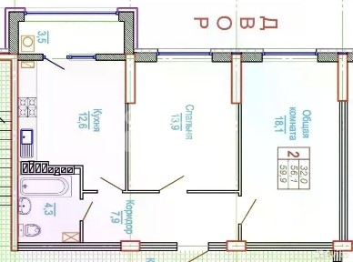 Продается 2-комн. квартира, 59,9 м²