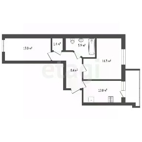 Продается 2-комн. квартира, 55,2 м²