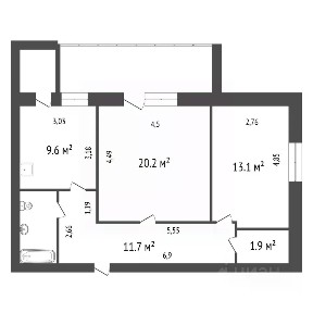 Продается 2-комн. квартира, 62,2 м²