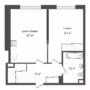 Продается 1-комн. квартира, 44,9 м²