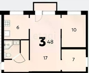 Продается 3-комн. квартира, 48,2 м²