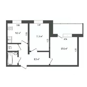 Продается 2-комн. квартира, 51,8 м²