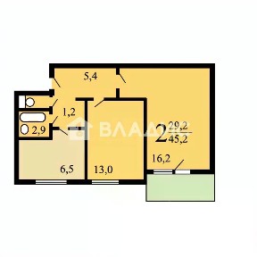 Продается 2-комн. квартира, 46,2 м²