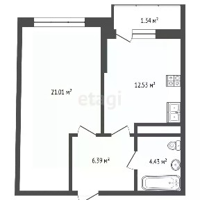 Продается 1-комн. квартира, 44,4 м²