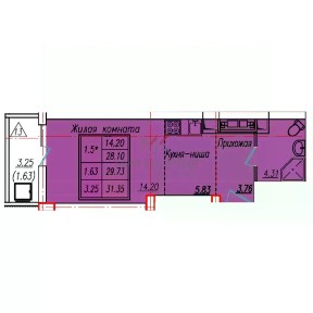 Продается студия, 29,73 м²
