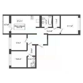 Продается 3-комн. квартира, 84,59 м²