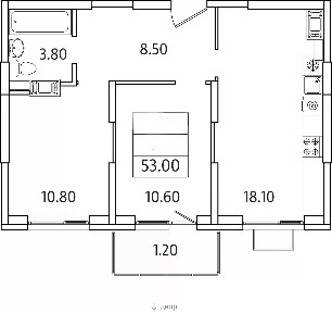 Сдается 2-комн. квартира, 53 м²