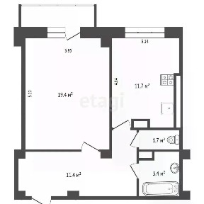 Продается 1-комн. квартира, 50,6 м²