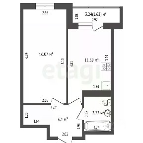 Продается 1-комн. квартира, 37,6 м²