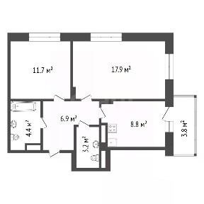 Продается 2-комн. квартира, 54,1 м²