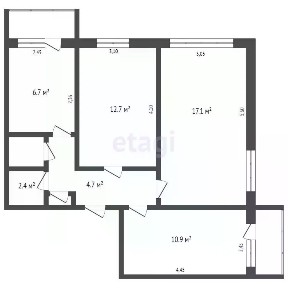 Продается 3-комн. квартира, 58,5 м²