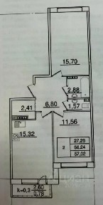 Продается 2-комн. квартира, 56,5 м²