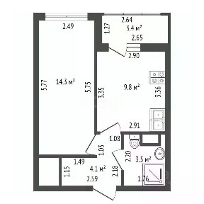 Продается 1-комн. квартира, 31,7 м²