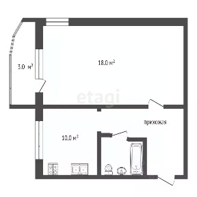 Продается 1-комн. квартира, 40,8 м²