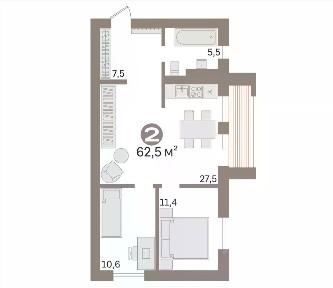Продается 2-комн. квартира, 62,5 м²