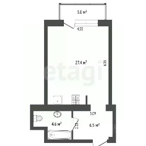 Продается студия, 38,5 м²