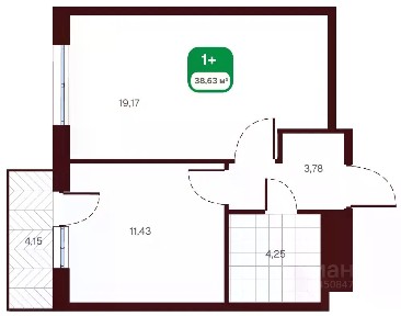 Продается 1-комн. квартира, 42,78 м²