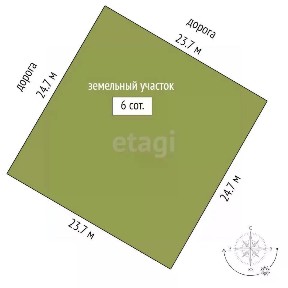 Продается участок, 6 сот.