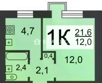 Продается 1-комн. квартира, 21,1 м²