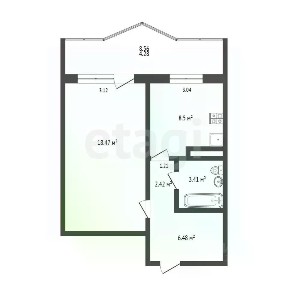 Продается 1-комн. квартира, 43,56 м²
