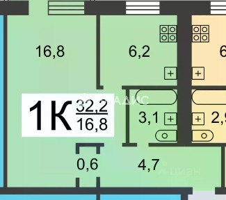 Продается 1-комн. квартира, 32,2 м²