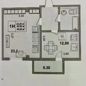 Продается 1-комн. квартира, 44 м²