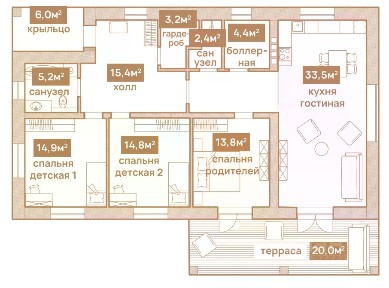 Продается 1-этажный дом, 141 м²