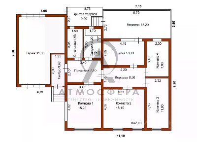 Продается 1-этажный дом, 98,8 м²